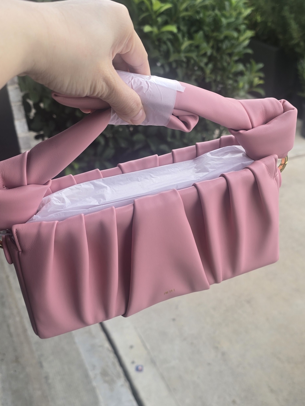 Now In A Box JW PWEI Pink Ruched Top-Handle Shoulder Bag